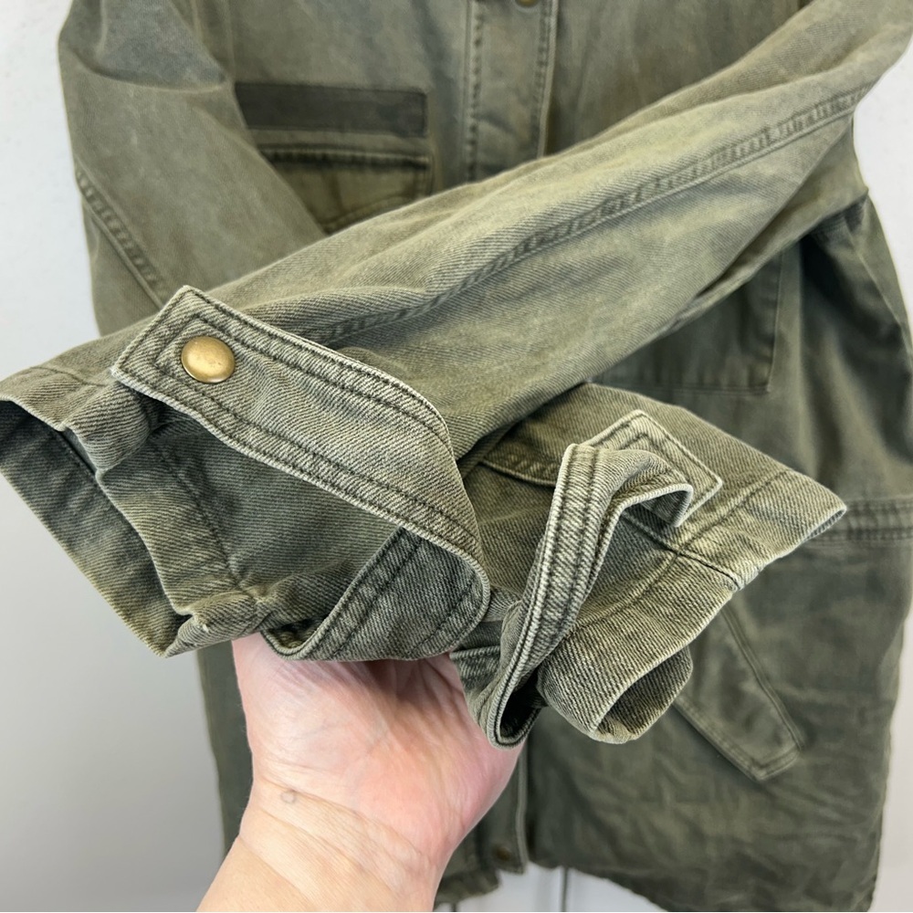 Green Utility Jacket Mens XL Pockets Full Zip Outdoor Barn Farm Military Style - Picture 6 of 15